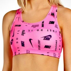 COPY - Nike Pink and Black Logo Printed Sports Bra Sz Small